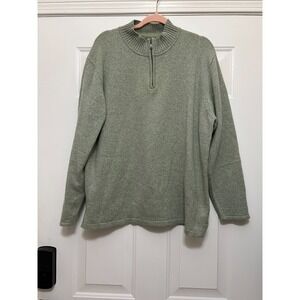 Robert Comstock Vertical Wool Blend Evergreen Knit Sweater Men's size Large Mock